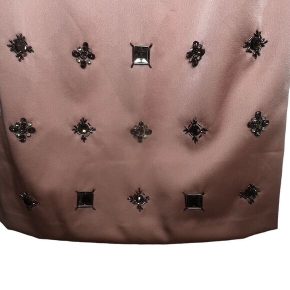 Nwt Blush Satin Rhinestone Beaded Shift Casual Dress - Picture 8 of 16